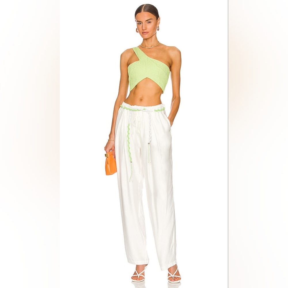 New L'Academie drawstring abi wide leg White Lounge pants belt Small